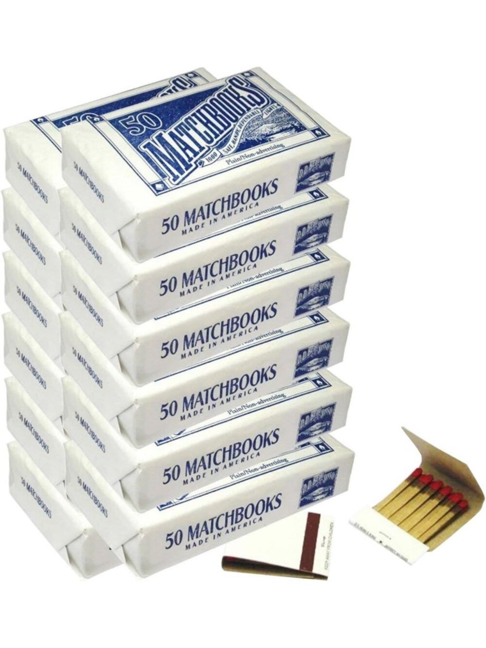 600 White Matchbooks, 600ct (12x50) for Weddings & Birthdays, Wholesale USA-Made